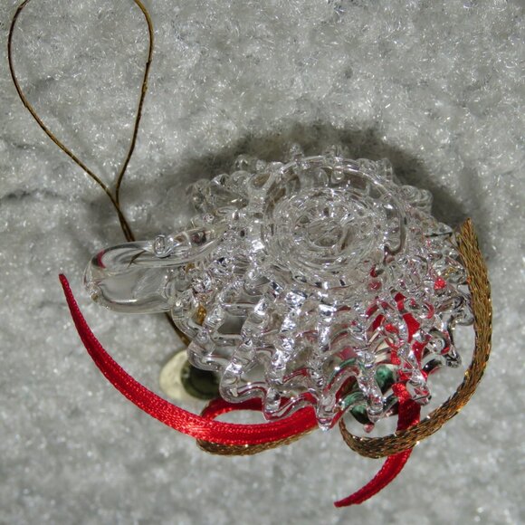 Vintage Clear Glass Holiday Christmas Candle Ornament w/Handle Red Roses Ribbon - Picture 9 of 16